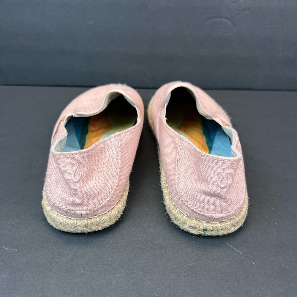 Olukai Pink Rose Sea Salt Kaula Pa’a Kapa Linen Espadrille Drop In Shoe Size 8 - Picture 4 of 9